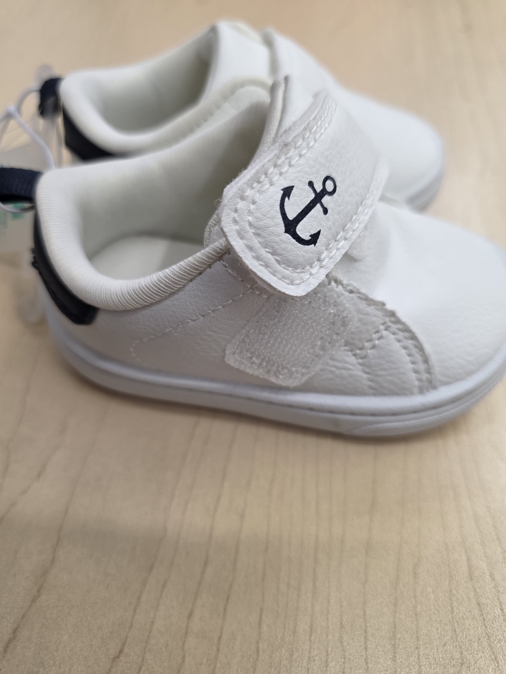 Carter's White Velcro Sneakers with Navy Anchor Baby Boy Size 4